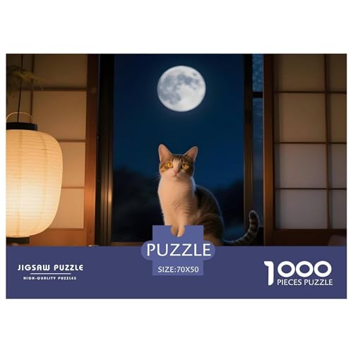 Meditatives Japanische Bobtail Puzzle 1000 Teile – Anspruchsvolles Hauskatze Denkspiel – Premium Qualität, Poster & Geschenkidee Für Erwachsene 70x50cm/1000pcs von UFVZBNFAN