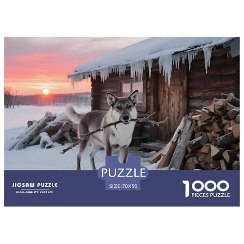 Norwegischer Elchhund Puzzle 1000 Teile – Anspruchsvolles Haustierhund Motiv – Premium Qualität, Heimdeko & Meditative Entspannung 70x50cm/1000pcs von UFVZBNFAN