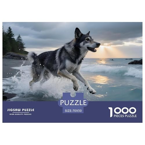 Norwegischer Elchhund Puzzle 1000 Teile Haustierhund – Entspannendes Puzzle Erwachsene & Jugendliche, Konzentrationstraining, Heimdeko Poster – 70x50cm/1000pcs von UFVZBNFAN