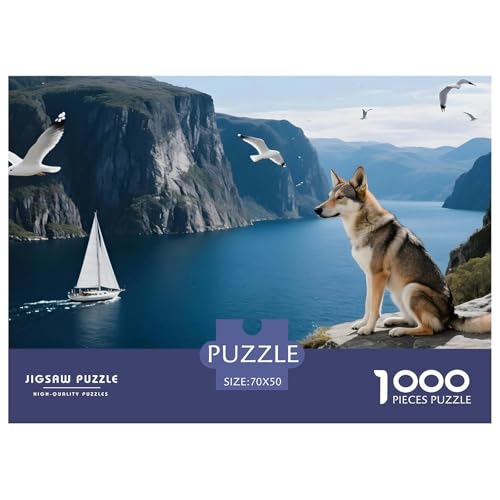 Norwegischer Elchhund Puzzle 1000 Teile Haustierhund – Premium Jigsaw Puzzle Für Familie, Mit Poster, Dekoratives Puzzle Erwachsene, Hochwertige Geschenkbox – 70x50cm/1000pcs von UFVZBNFAN