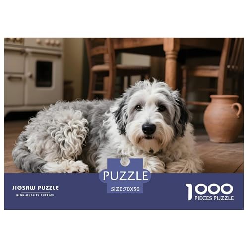 Old English Sheepdog Puzzle 1000 Teile Haustierhund – Anspruchsvolles Erwachsenenpuzzle, Geschenkidee Für Männer, Frauen & Familie, Mit Poster Und Geschenkverpackung – 70x50cm/1000pcs von UFVZBNFAN