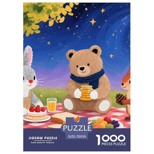 Picknick im Mondlichtwald Puzzle 1000 Teile Bonbonhaus – Premium Edition, Matte Oberfläche Gegen Spiegelung, Klare Linien, Lernspiel & Geduldstraining, Poster Inklusive, Perfekte Heimdeko 70x50cm/1 von UFVZBNFAN