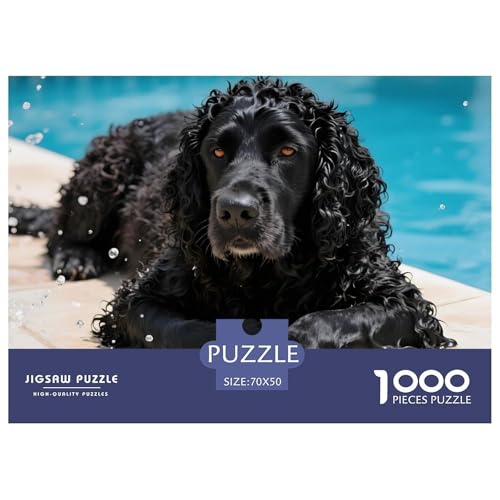 Portugiesischer Wasserhund Puzzle 1000 Teile Haustierhund – Premium Karton Mit Starken Interlocking Pieces, Geschenkbox & Poster, Entspannendes Erwachsenenpuzzle Für Familie – 70x50cm/1000pcs von UFVZBNFAN