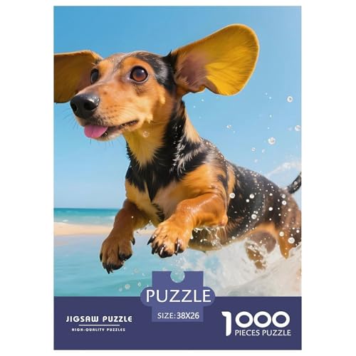 Premium Dackel Puzzle 1000 Teile – Anspruchsvolles Haustierhund Spiel – Robuste Passform, Poster & Geschenkidee 38x26cm/1000pcs von UFVZBNFAN