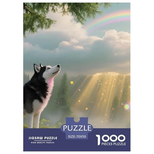 Premium Siberian Husky Puzzle 1000 Teile – Anspruchsvolles Haustierhund Motiv – Poster, Hochwertige Verpackung & Perfekte Geschenkidee 70x50cm/1000pcs von UFVZBNFAN