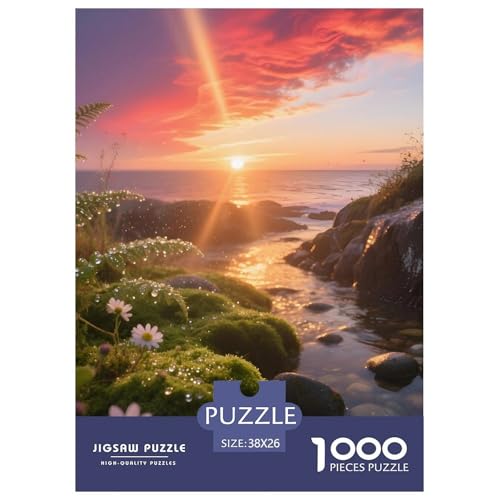 Premium Sonnenaufgang am Meer Puzzle 1000 Teile – Anspruchsvolles Landscape Decoration Jigsaw – Robuste Teile, Brillante Farben & Geschenkidee 38x26cm/1000pcs von UFVZBNFAN