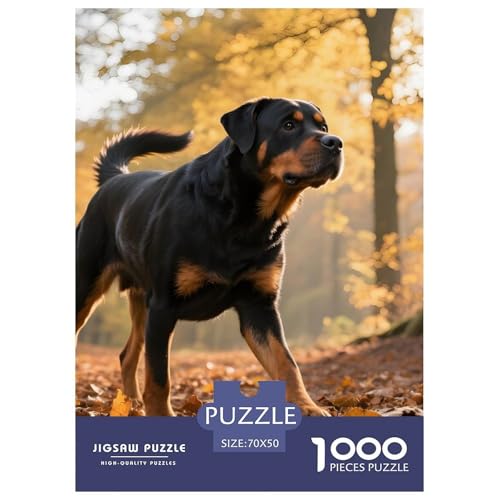 Rottweiler Puzzle 1000 Teile – Anspruchsvolles Haustierhund Motiv – Kreatives Denkspiel, Nachhaltige Qualität & Geschenkidee 70x50cm/1000pcs von UFVZBNFAN