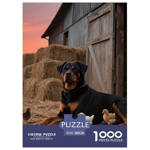 Rottweiler Puzzle 1000 Teile Haustierhund – Anspruchsvolles Jigsaw Für Erwachsene & Jugendliche Ab 14, Stressabbau & Konzentrationstraining, Heimdeko Poster – 38x26cm/1000pcs von UFVZBNFAN