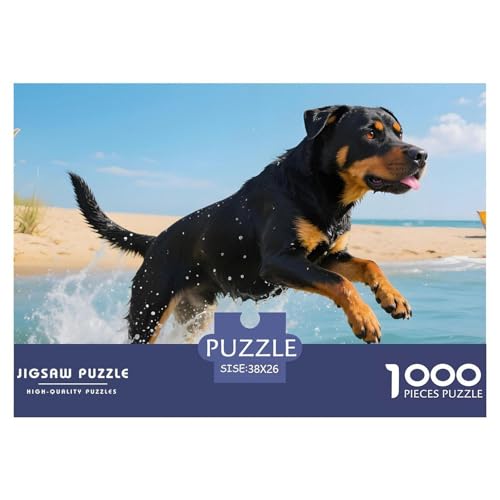 Rottweiler Puzzle 1000 Teile Haustierhund – Entspannendes Puzzle Erwachsene & Jugendliche, Konzentrationstraining, Heimdeko Poster – 38x26cm/1000pcs von UFVZBNFAN