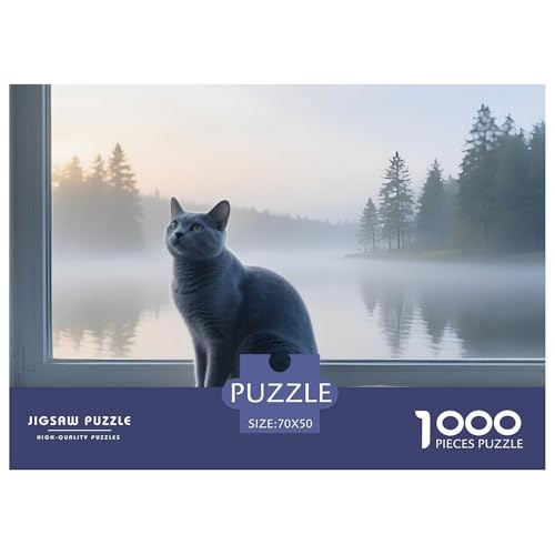 Russisch Blau Puzzle 1000 Teile – Lernspiel Für Jugendliche Ab 14, Ruhige Freizeit, Präziser Kantenfit, Heimdeko Poster, Geschenkbereit 70x50cm/1000pcs von UFVZBNFAN