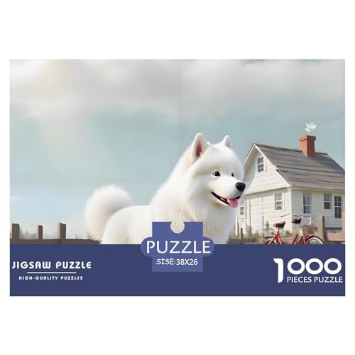 Samojede Puzzle 1000 Teile – Anspruchsvolles Haustierhund Spiel – Familienzeit, Dekoration & Kreative Freizeitgestaltung 38x26cm/1000pcs von UFVZBNFAN