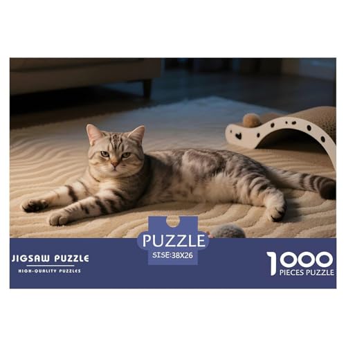 Scottish Fold Puzzle 1000 Teile Hauskatze – Familienaktivität Für Regentage, Strapazierfähiger Karton, Präzise Passform, Poster Zum Einrahmen & Geschenkbox 38x26cm/1000pcs von UFVZBNFAN