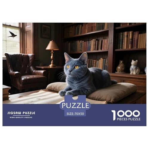 Scottish Straight Puzzle 1000 Teile – Anspruchsvolles Hauskatze Motiv – 1000 Teile Für Erwachsene & Kinder Ab 12 – Poster & Hochwertige Geschenkverpackung 70x50cm/1000pcs von UFVZBNFAN