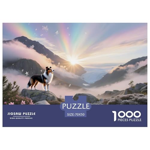 Shetland Sheepdog Puzzle 1000 Teile Für Erwachsene – Anspruchsvolles Haustierhund Motiv – Premium Qualität, Dekorative Box & Freizeitspaß 70x50cm/1000pcs von UFVZBNFAN