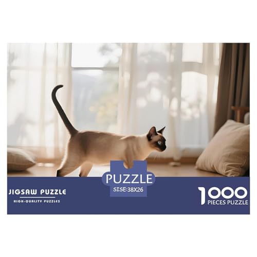 Siamese Puzzle 1000 Teile Hauskatze – Familienaktivität Für Regentage, Strapazierfähiger Karton, Präzise Passform, Poster Zum Einrahmen & Geschenkbox 38x26cm/1000pcs von UFVZBNFAN
