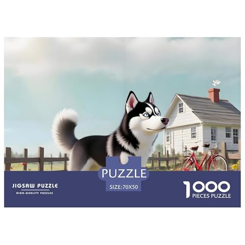 Siberian Husky Puzzle 1000 Teile Haustierhund – Lernspiel Für Jugendliche Ab 14, Ruhige Freizeit, Präziser Kantenfit, Heimdeko Poster, Geschenkbereit 70x50cm/1000pcs von UFVZBNFAN