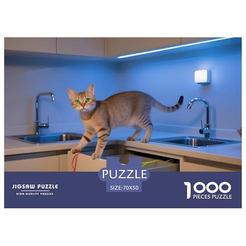 Singapura Puzzle 1000 Teile Hauskatze – Familienaktivität Für Regentage, Strapazierfähiger Karton, Präzise Passform, Poster Zum Einrahmen & Geschenkbox 70x50cm/1000pcs von UFVZBNFAN