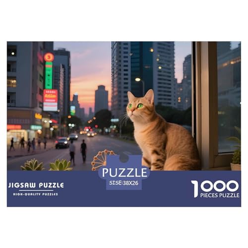 Singapura Puzzle 1000 Teile – Kreatives Hauskatze Motiv – Anspruchsvoll & Entspannend, Inklusive Geschenkbox 38x26cm/1000pcs von UFVZBNFAN