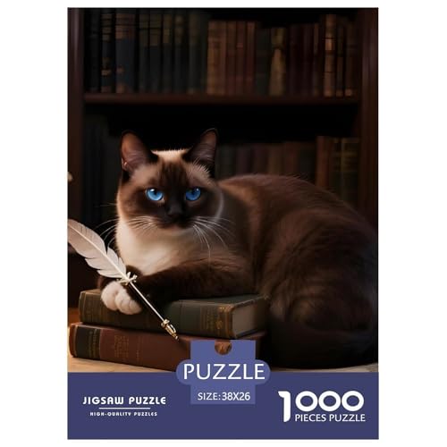 Snowshoe Cat Puzzle 1000 Teile Haustier Katze – Geduldsspiel Erwachsene, Farbstabiler HD-Druck, FSC-Papier, Familienzeit Am Tisch, Geschenkidee, Poster Edition 38x26cm/1000pcs von UFVZBNFAN