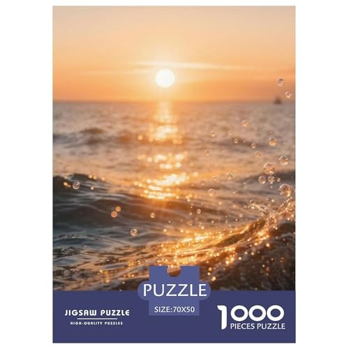 Sonnenaufgang am Meer Puzzle 1000 Teile – Anspruchsvolles Landscape Decoration Spiel – Familienzeit, Dekoration & Kreative Freizeitgestaltung 70x50cm/1000pcs von UFVZBNFAN