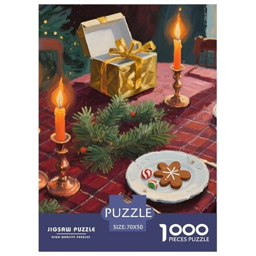 Warme Weihnachtsnacht Puzzle 1000 Teile Für Erwachsene – Anspruchsvolles Bonbonhaus Motiv – Robuste Teile, Dekorative Box & Entspannende Freizeitbeschäftigung 70x50cm/1000pcs von UFVZBNFAN