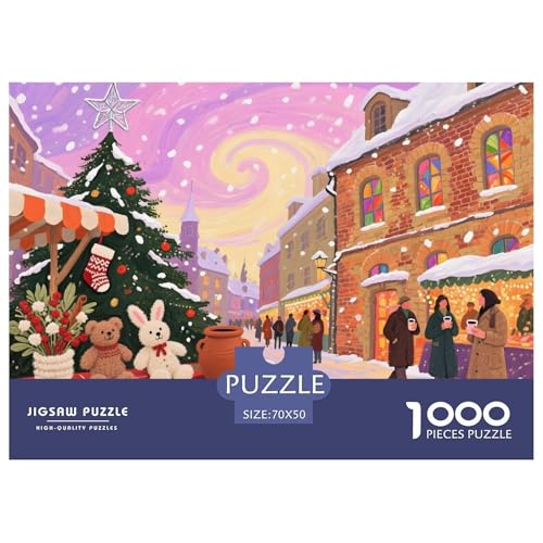 Weihnachtsmärchen Puzzle 1000 Teile Festive Atmosphere – Knobelspiel Für Konzentration, Dicker Karton, Langlebig, Heimdeko Im Wohnzimmer, Poster Inklusive, 70x50cm/1000pcs von UFVZBNFAN