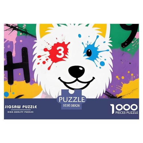 West Highland White Terrier Puzzle 1000 Teile – Kreatives Haustierhund Motiv – Anspruchsvoll & Entspannend, Inklusive Geschenkbox 38x26cm/1000pcs von UFVZBNFAN
