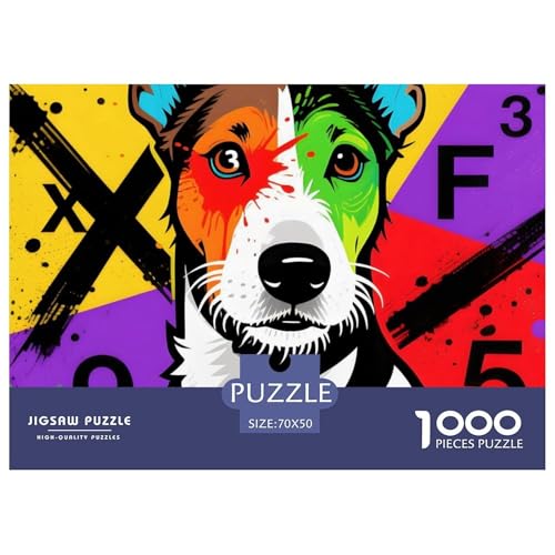 Wire Fox Terrier Puzzle 1000 Teile Haustierhund – Premium Karton Mit Starken Interlocking Pieces, Geschenkbox & Poster, Entspannendes Erwachsenenpuzzle Für Familie – 70x50cm/1000pcs von UFVZBNFAN