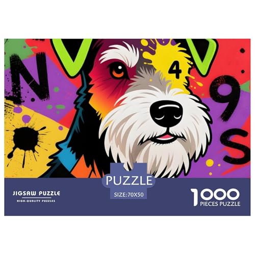 Zwergschnauzer Puzzle 1000 Teile Haustierhund – Schwieriges Puzzle Erwachsene, Lernspiel & Deko Für Zuhause Oder Reisen, Dicke Kartonteile, Poster Inklusive – 70x50cm/1000pcs von UFVZBNFAN