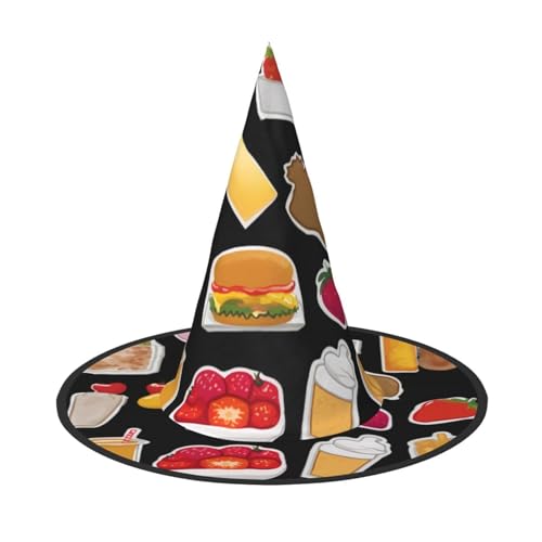 UFhgjjb 1 PC Halloween Hexenhut - Hamburger und Pommes Frites Volldruck Hexen Dekor Party Kostüm Cosplay Rollenspiel Festival Karneval Hut von UFhgjjb