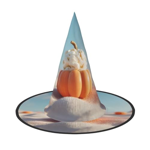 UFhgjjb 1 Stück Halloween Hexenhut - Kürbis mit Eiscreme Volldruck Hexen Dekor Party Kostüm Cosplay Rollenspiel Festival Karneval Hut von UFhgjjb