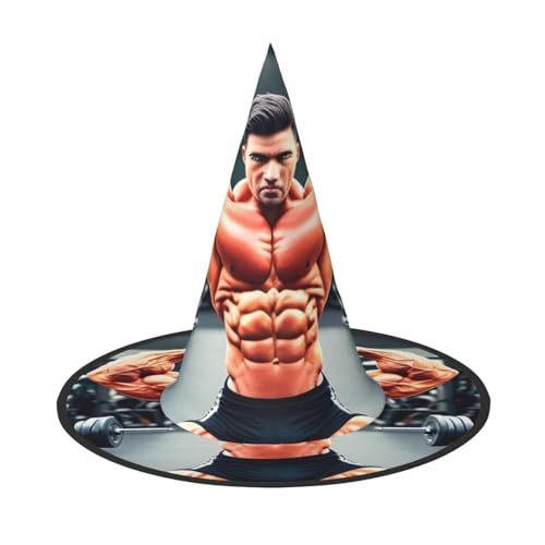 UFhgjjb 1 Stück Halloween Hexenhut - Muskelshow Volldruck Hexen Dekor Party Kostüm Cosplay Rollenspiel Festival Karneval Hut von UFhgjjb