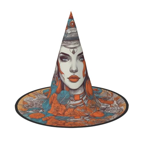 UFhgjjb 1 Stück Halloween Hexenhut - Queen's Picture Full Print Hexen Dekor Party Kostüm Cosplay Rollenspiel Festival Karneval Hut von UFhgjjb
