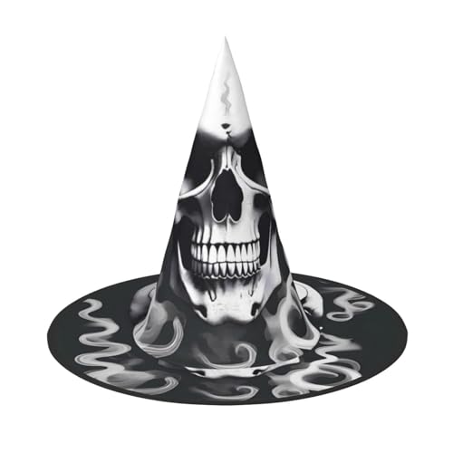 UFhgjjb 1 Stück Halloween Hexenhut - Rauchender Totenkopf Volldruck Hexen Dekor Party Kostüm Cosplay Rollenspiel Festival Karneval Hut von UFhgjjb