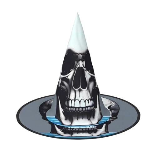 UFhgjjb 1 Stück Halloween Hexenhut - Totenkopf und Wasser Volldruck Hexen Dekor Party Kostüm Cosplay Rollenspiel Festival Karneval Hut von UFhgjjb