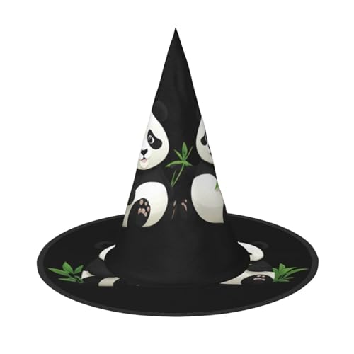 UFhgjjb 1 x Halloween-Hexenhut – Baby-Panda isst Bambus, Volldruck, Hexen-Dekor, Party-Kostüm, Cosplay, Rollenspiel, Festival, Karnevalshut von UFhgjjb