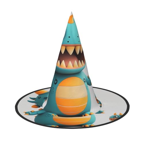 UFhgjjb 1 x Halloween-Hexenhut – Dinosaurier-Schrei, Volldruck, Hexen-Dekor, Party-Kostüm, Cosplay, Rollenspiel, Festival, Karnevalshut von UFhgjjb