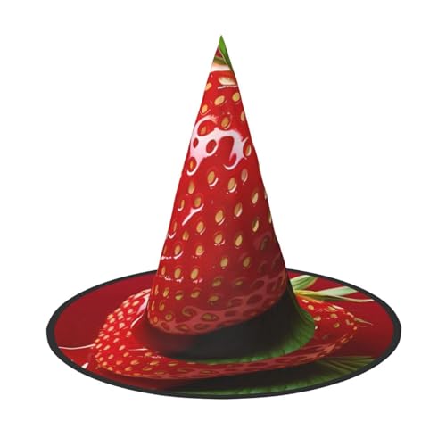 UFhgjjb 1 x Halloween-Hexenhut – Erdbeerrot flüssiger Volldruck Hexen Dekor Party Kostüm, Cosplay Rollenspiel Festival Karneval Hut von UFhgjjb