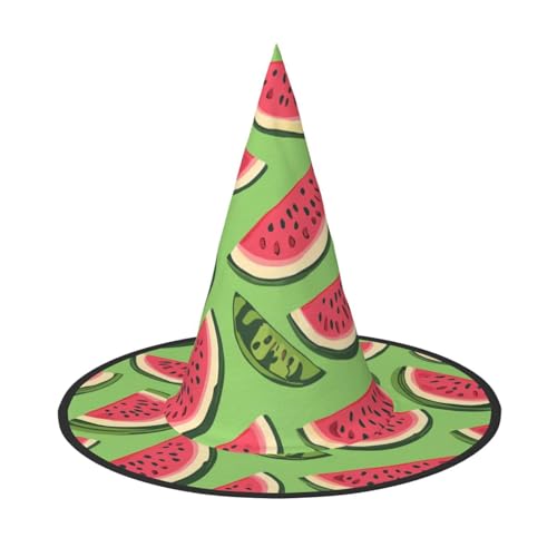 UFhgjjb 1 x Halloween-Hexenhut – Handgezeichnete Wassermelone Volldruck Hexen Dekor Party Kostüm Cosplay Rollenspiel Festival Karneval Hut von UFhgjjb