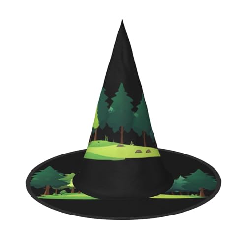 UFhgjjb 1 x Halloween-Hexenhut – Ölgemälde Wald Volldruck Hexen Dekor Party Kostüm Cosplay Rollenspiel Festival Karneval Hut von UFhgjjb