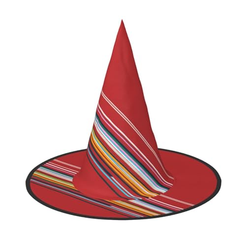 UFhgjjb 1 x Halloween-Hexenhut – Reine Hintergrundlinien, Volldruck, Hexen-Dekor, Party-Kostüm, Cosplay, Rollenspiel, Festival, Karnevalshut von UFhgjjb