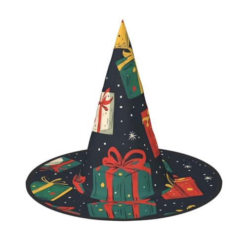 UFhgjjb 1 x Halloween-Hexenhut – schwimmende Weihnachtsbox, Volldruck, Hexen-Dekor, Party-Kostüm, Cosplay, Rollenspiel, Festival, Karnevalshut von UFhgjjb