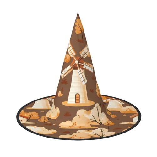 UFhgjjb 1PC Halloween Hexenhut - Windmühle bei Dämmerung Volldruck Hexen Dekor Party Kostüm, Cosplay Rollenspiel Festival Karneval Hut von UFhgjjb