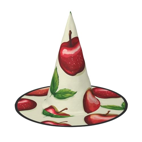UFhgjjb Halloween-Hexenhut, 3 Stück, mit roten Früchten, Volldruck, Hexen-Dekor, Party-Kostüm, Cosplay, Rollenspiel, Festival, Karnevalshut von UFhgjjb