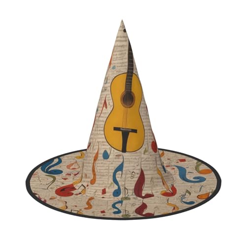 UFhgjjb Halloween-Hexenhut, Cartoon-Musiksymbole, Volldruck, Hexen-Dekor, Party-Kostüm, Cosplay, Rollenspiel, Festival, Karneval, Hut, 3 Stück von UFhgjjb