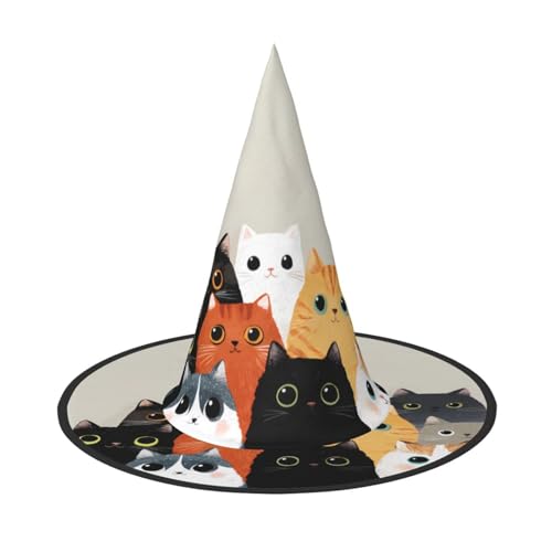 UFhgjjb Halloween-Hexenhut, Motiv: Malerei, Katze, Volldruck, Hexen, Dekor, Party-Kostüm, Cosplay, Rollenspiel, Festival, Karnevalshut, 2 Stück von UFhgjjb