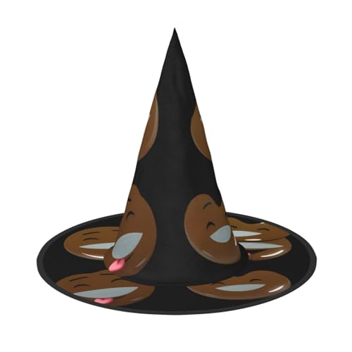 UFhgjjb Halloween-Hexenhut, braunes Smiley-Gesicht, Volldruck, Hexen-Dekor, Party-Kostüm, Cosplay, Rollenspiel, Festival, Karneval, 2 Stück von UFhgjjb