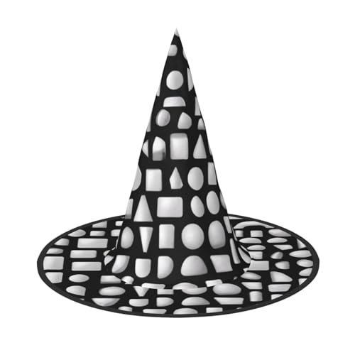 UFhgjjb Halloween-Hexenhut, grau-weiß, Volldruck, Hexen-Dekor, Party-Kostüm, Cosplay, Rollenspiel, Festival, Karneval, Hut, 3 Stück von UFhgjjb