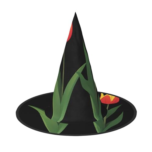 UFhgjjb Halloween-Hexenhut, künstlerische Tulpe, Volldruck, Party-Kostüm, Cosplay, Rollenspiel, Festival, Karnevalshut, 2 Stück von UFhgjjb
