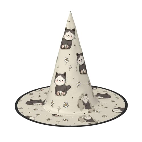 UFhgjjb Halloween-Hexenhut, niedliches Kätzchen-Design, Volldruck, Hexen-Dekor, Party-Kostüm, Cosplay, Rollenspiel, Festival, Karnevalshut, 2 Stück von UFhgjjb